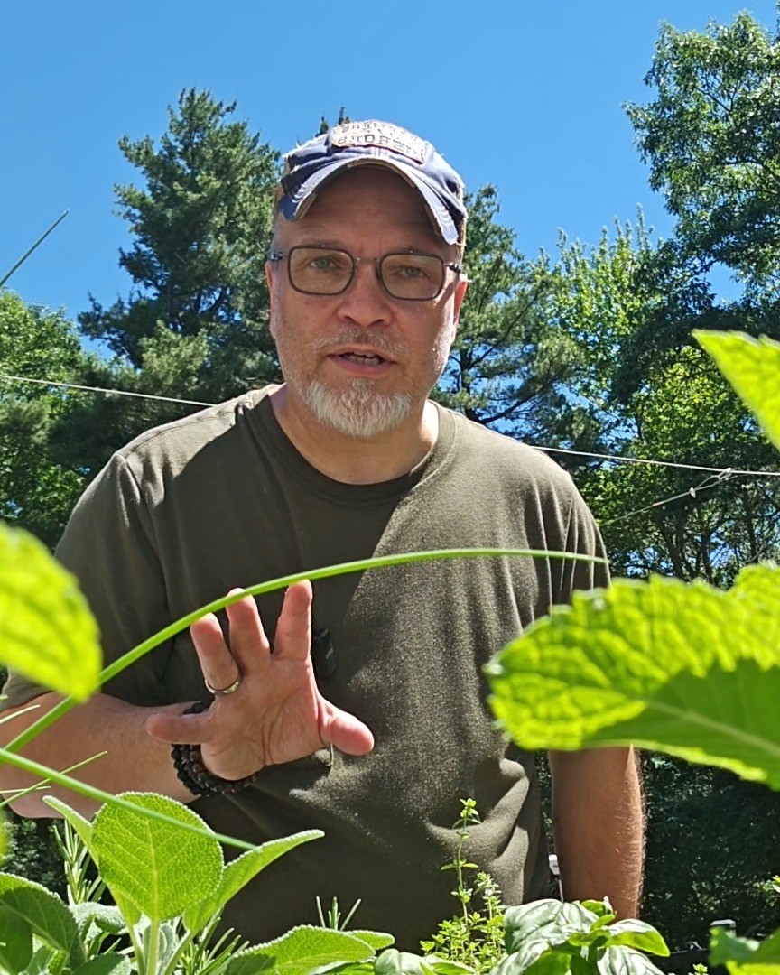 Mike Baker in the garden